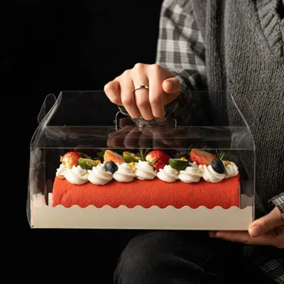 Immagine prodotto di 10 scatole trasparenti per torte, con maniglia