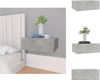 Immagine prodotto di vidaXL Comodino sospeso grigio cemento 40x30x15 cm materiale a base di legno - Comodini