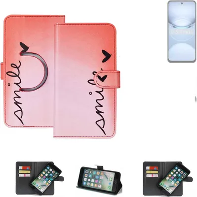 Produktbild von K-S-Trade Schutzhülle Handyhülle kompatibel mit Tecno Spark 30 5G Hülle cover bookstyle Etui ''smile'' rot Standfunktion Kameraschutz (1Stk)