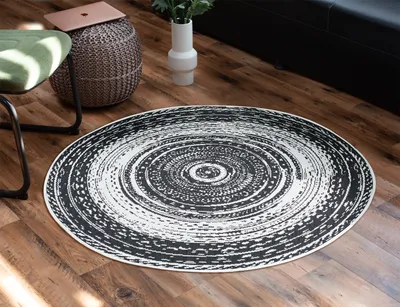 Produktbild von In- & Outdoor Teppich Rund FINN - Kos Schwarz, Ø120 cm