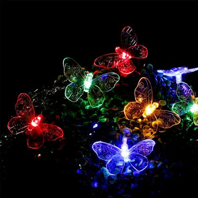 Produktbild von HI 70332 Solar Lichterkette Schmetterling bunt mit 24 LEDs