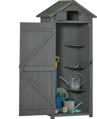 Immagine prodotto di Armadio da giardino Casetta da giardino Ripostiglio Attrezzeria con ripiani Tetto in asfalto Finestra Legno Grigio+Verde 77 x 54,2 x 179 cm