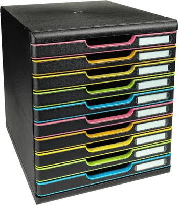 Produktbild von Exacompta Schubladenbox MODULO A4 10 geschlossene Schub Schwarz/Harlekin 302914D