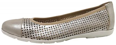 Image de Caprice - Chaussures de ville pour femmes, modèle ballerine, couleur métallique, style décontracté