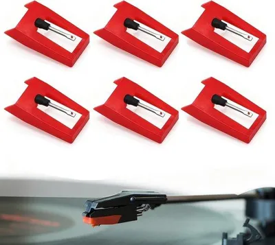 Immagine prodotto di Set di puntine per giradischi - 6 pezzi - Rosso - Resistente