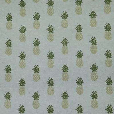 Produktbild von Gardinenstoff Meterware Dekostoff Ananas mint grün goldfarbig