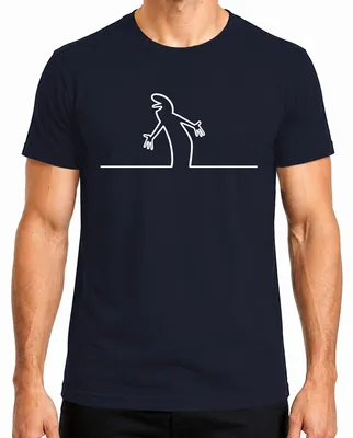Imagen del producto de Camiseta para hombre, diseño "Linea Balum Strichmännchen", estilo dibujo animado, color azul marino, talla L