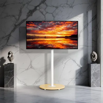 Image de WISFOR Pied TV Réglable en hauteur, Support TV à roulettes, Support TV au sol pour 40-75 pouces, VESA 600x400mm, jusqu'à max 50kg