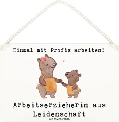 Produktbild von Mr. & Mrs. Panda Wandbild Holz Arbeitserzieherin Leidenschaft DIN A6 - Weiß - Geschenk, kleine aufmerksamkeit, Spruch, Studium, Beruf, Schild, Türschild, Ausbildung