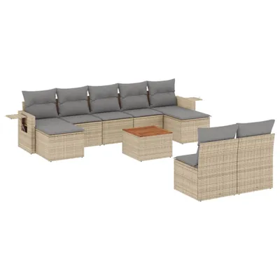 Immagine prodotto di Set Divano da Giardino 10 pz con Cuscini Beige in Polyrattan