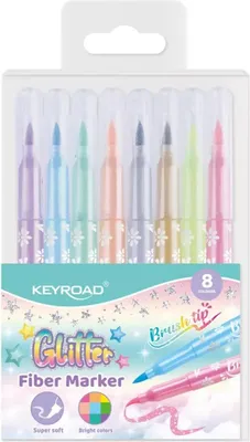 Immagine prodotto di KEYROAD Pennarelli in fibra Glitter 8 colori pastello