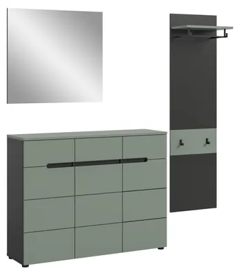 Image de Canu ensemble d'armoires de rangement C10 vert poussiéreux, gris foncé.
