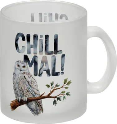 Produktbild von Entspannte Schneeeule Chill mal Glas Tasse