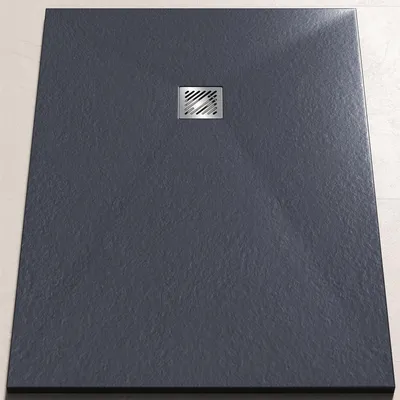 Produktbild von doporro Duschwanne Duschtasse 100x140x3cm aus Mineralguss in Anthrazit Rechteckig DIN-Anschlüsse für bodenebene Montage geeignet geoma09