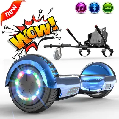 Produktbild von GeekMe Hoverboard und Hoverkart Set 6,5 Zoll Elektro Skateboard für Kinder Elektroroller mit Bluetooth Roller Bluetooth und LED-Lichtern Solider Sitz Spielzeug für Kinder