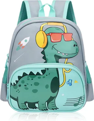 Imagen del producto de Mochila infantil con diseño de dinosaurio, impermeable, de 29x25x11 cm, para niños pequeños