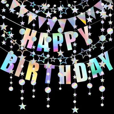 Image de Guirlande holographique "Joyeux Anniversaire" avec effet fantôme