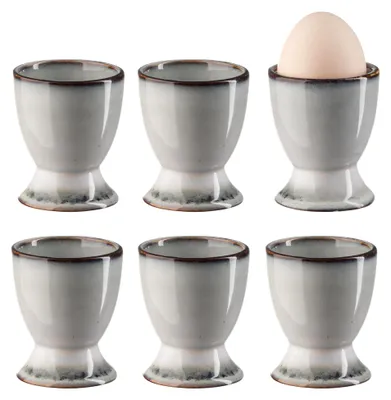 Produktbild von Eierbecher Set 6 Stück Porzellan Eierhalter für Frühstückstisch Grau