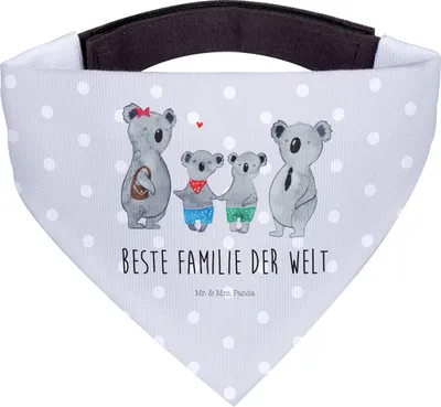 Produktbild von Mr. & Mrs. Panda Bandana Koala Familie zwei - Grau Pastell - Geschenk, Hundehalstuch, Muttertag, Hunde Hals Tuch, Koalabär, Zusammen, Halstuch, Für