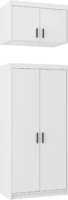 Produktbild von Kleiderschrank ELENA 2D Drehtürenschrank 90x245x53cm Schlafzimmer mit 2 Türen Garderobe  + Schrankaufsatz Weiß