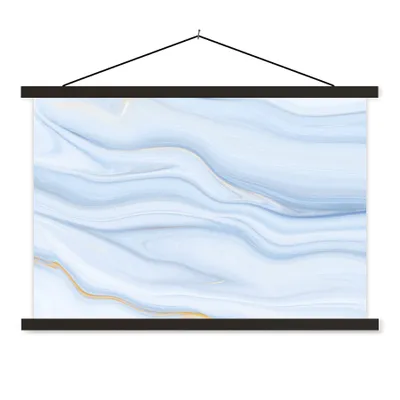 Produktbild von MuchoWow® Textilposter Marmor - Welle - Blau - Muster - Marmoroptik - Pastell 150x100 cm mit schwarzem Rahmen - Schlafzimmer