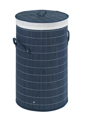 Produktbild von Wenko Wäschetruhe Bamboo Dunkelblau, Wäschekorb, 55 l; 22105100
