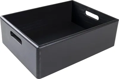 Obrázek produktu pro Creative Deco Černá dřevěná bedna košík na ovoce | 40x30x13cm (+/-1cm) | s uchy | bez víka | dřevěná bedna dřevěná bedna bedna | na dokumenty cennosti
