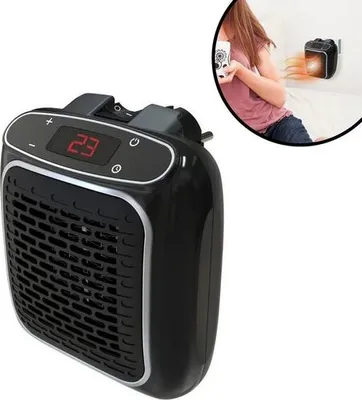Image de Starlyf Power Heater radiateur soufflant, 800 watts, chauffage mural, petit, prises mini chauffage, minuterie, noir