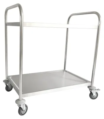Produktbild von STIER Edelstahl-Servierwagen, 4 Lenkrollen, 810x460x900 mm, Tragfähigkeit 100 kg, Edelstahl, 2 Böden, Küchenwagen