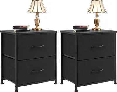Produktbild von Sweetcrispy 2er Set Nachttische, Nachtschrank Kommode mit 2 Schubladen, Beistelltisch, Sofatisch, 64 cm hoch