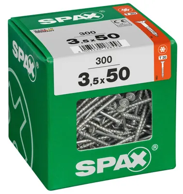 Produktbild von SPAX Universalschraube, 3,5 x 50 mm, 300 Stück, Teilgewinde, Senkkopf, T-STAR plus T20, 4CUT, WIROX - 4191010350496
