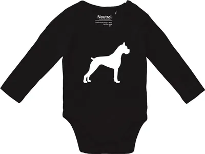 Produktbild von Huuraa Baby Body Deutscher Boxer Silhouette 74 Black  Baumwolle Fairtrade Langarmbody Geschenkidee