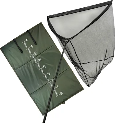 Produktbild von Fish-Xpro Carp Landings Set – Karpfenkescher mit Abhakmatte – Karpfenkescher – inkl. 2-teiliger Griff 180 cm – 42-Zoll-Kescher
