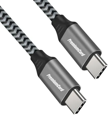 Produktbild von PREMIUMCORD Kabel USB-C Stecker/Stecker, 100 W, 20 V/5 A, 480 Mbit/s, Baumwollgeflecht, 0,5 m (ku31cw05)