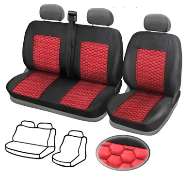Immagine prodotto di 1+2 coprisedili in ecopelle per Vauxall Opel Vivaro Movano dal 2010 Nero/Rosso