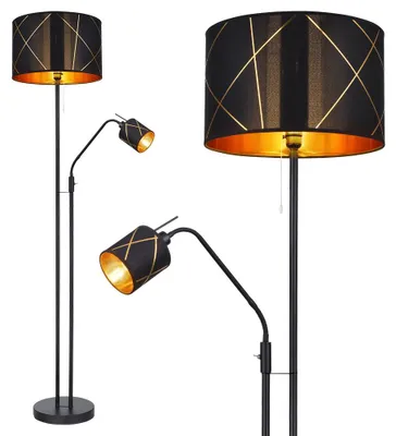 Produktbild von Stehleuchte, Flexo-Leselampe, schwarz gold, H 175 cm