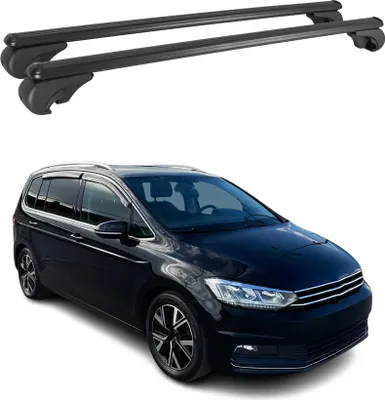 Image de Barres de toit Transversales pour VW Touran 2015-2024 Aluminium Noir