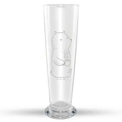 Produktbild von Mr. & Mrs. Panda Bierglas Bär Kaffee - Transparent - Geschenk, Weizenbier Glas, Bier, Teddy, Mr Mrs Weizenglas, Weißbierglas, Bären, Motivation, Weizen, Coffee