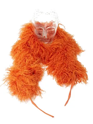 Produktbild von Tibet Lammfell Boa Schal JAY12 Orange 10x140cm