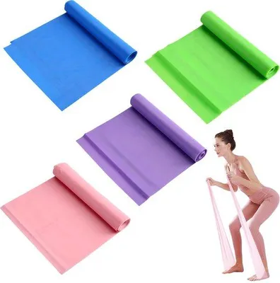 Productafbeelding van Ibenzoa® Set van 4 fitness weerstandsbanden van TPE, 149,9 x 15,9 cm – 4 weerstandsniveaus voor yoga, Pilates, krachttraining en fysiotherapie