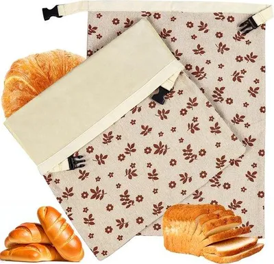 Obrázek produktu pro Dvoudílné bavlněné chlebníky – 43 x 33 cm – velké a přenosné – na kváskový chléb – opakovaně použitelné bavlněné chlebníky – na domácí chléb