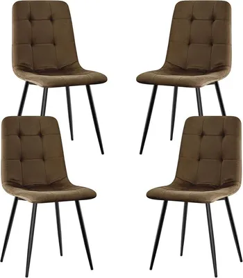 Imagen del producto de Juego de 4 sillas de comedor, tapizadas en terciopelo, diseño ergonómico y acolchadas