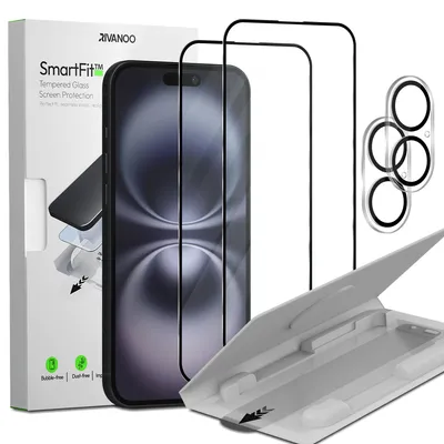 Zdjęcie produktu dla 2-pak iPhone 16 Szkło ochronne na ekran & 2-pak ochrona obiektywu - Szkło hartowane | [Automatyczna instalacja] - Bez bąbelków