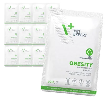 Zdjęcie produktu dla Vet Expert Veterinary Diet Obesity Cat 12x100g Mokra Weterynaryjna Karma Dla Kotów Redukująca Nadmierną Masę Ciała