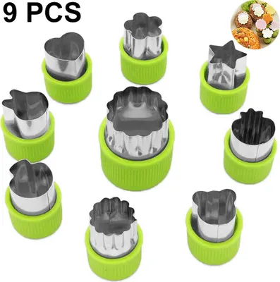 Produktbild von 9-teiliges Ausstechformen-Set aus Edelstahl, Tier- und Fruchtformen mit Schutzgriff, Keksausstecher für Kinder und Erwachsene, Spülmaschinenfest