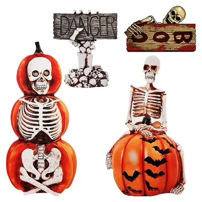 Obrázok produktu pre Záhradné dekorácie na Halloween, tekvice s duchmi a kostlivcami