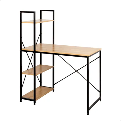 Schreibtisch mit Regal, 100x52x120 cm, 3 Regalböden, schwarz