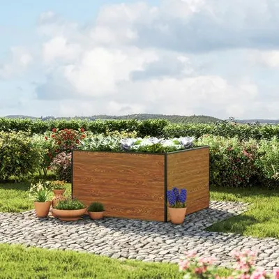 Produktbild von GFP Hochbeet Kräuter-Gemüse-Beet Aluminium CHRISTINA - 119x119x77cm - Holzoptik
