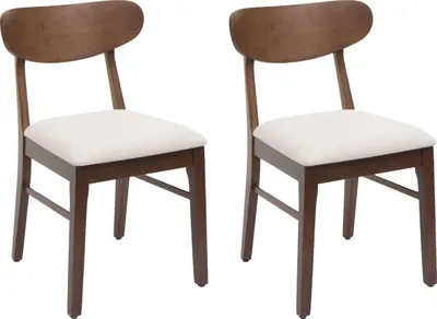 Immagine prodotto di Set da 2 sedie da pranzo HWC-M59, sedie da cucina, tessuto/tessuto su struttura in legno massello ~ struttura scura, color crema