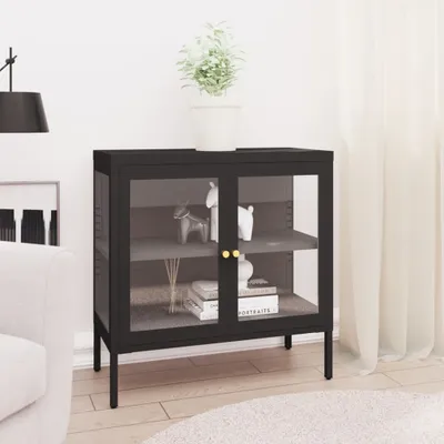 Obrázek produktu pro vidaXL Příborník černý 70x35x70 cm Ocel a sklo